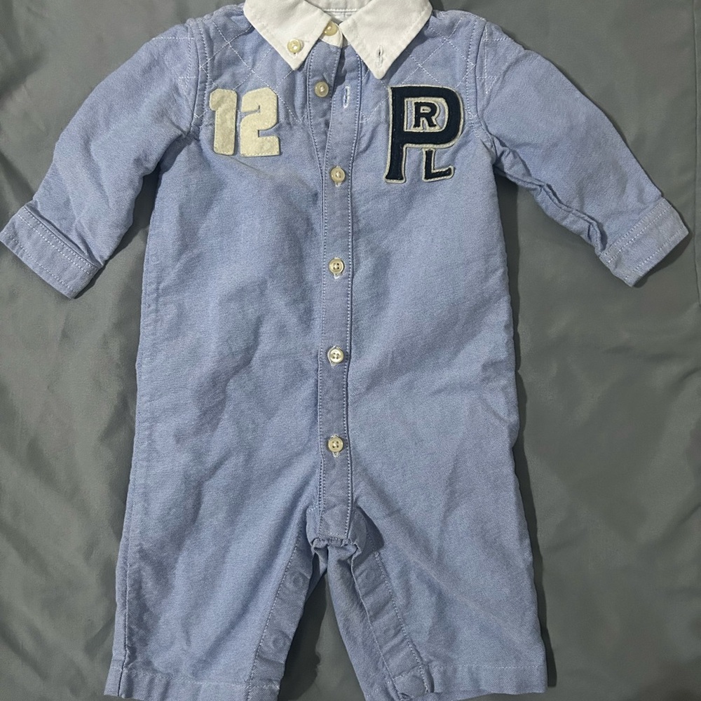 Ralph Lauren Blue and White Varsity one piece